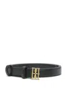 By Malene Birger Marlos Leather Monogram Buckle Belt In Black