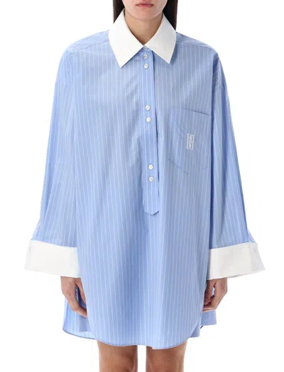 By Malene Birger Maye Organic Cotton Shirt In Iris Blue Stripe Big