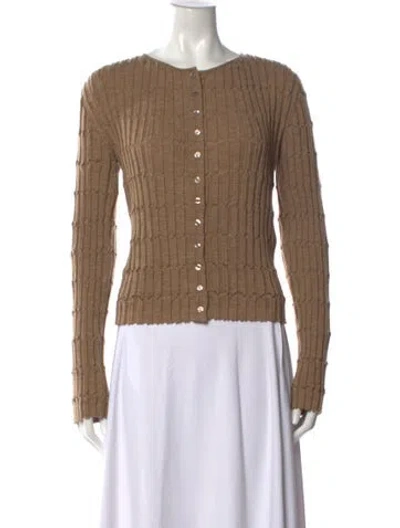 Pre-owned By Malene Birger Merino Wool Crew Neck Sweater In Brown