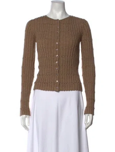 Pre-owned By Malene Birger Merino Wool Crew Neck Sweater In Brown