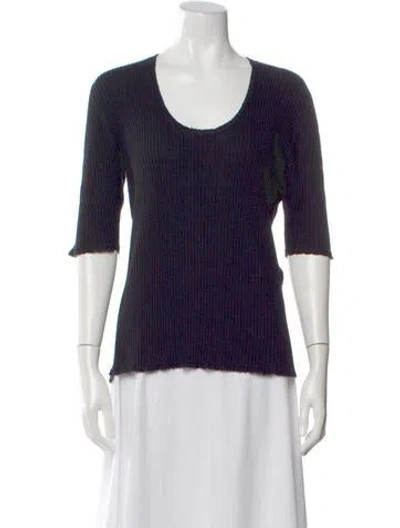 Pre-owned By Malene Birger Merino Wool Scoop Neck Sweater In Black