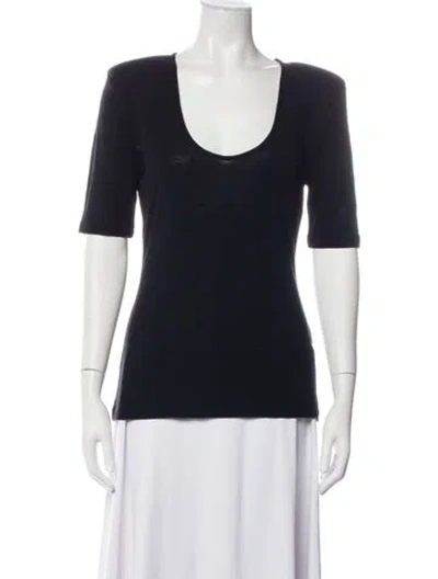 Pre-owned By Malene Birger Merino Wool Scoop Neck Top W/ Tags In Blue