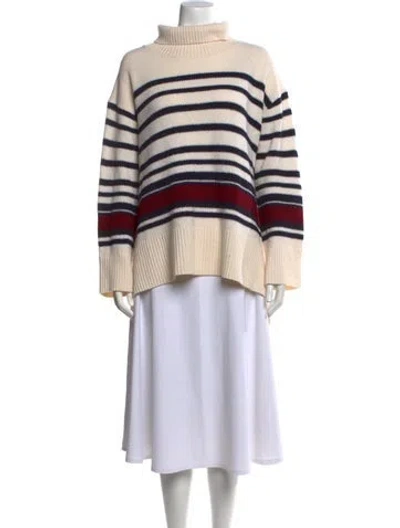 Pre-owned By Malene Birger Merino Wool Striped Sweater In Neutral