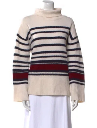 Pre-owned By Malene Birger Merino Wool Striped Sweater In Neutral