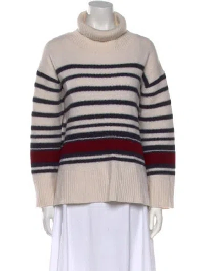Pre-owned By Malene Birger Merino Wool Striped Sweater In Neutral