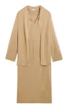 By Malene Birger Merrieta Scarf-detailed Merino Wool Maxi Dress In Brown