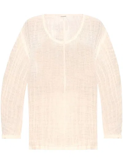 By Malene Birger Crew-neck Linen Top In White