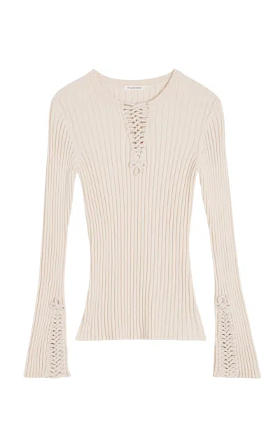 By Malene Birger Milas Wool-cotton Knit Top In Ivory