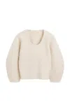 By Malene Birger Milea Balloon-sleeve Knit Wool-blend Sweater In Ivory