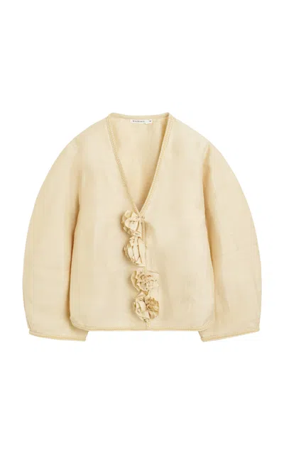 By Malene Birger Mineas Rosette-detailed Silk Top In Yellow