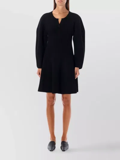 By Malene Birger Mini Dress With Button Detail And Flared Skirt In Black
