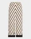 By Malene Birger Mirabello Cropped Wide-leg Trousers In Diagonal Stripe
