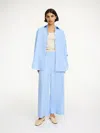By Malene Birger Mirabello Cropped Organic Cotton Flare Pants In Blue Iris Stripe Small