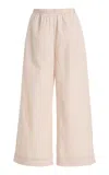 By Malene Birger Mirabello Striped Cotton Wide-leg Pants In Neutral