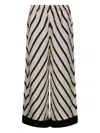 By Malene Birger Striped Wide Leg Mid-length Trousers In Beige