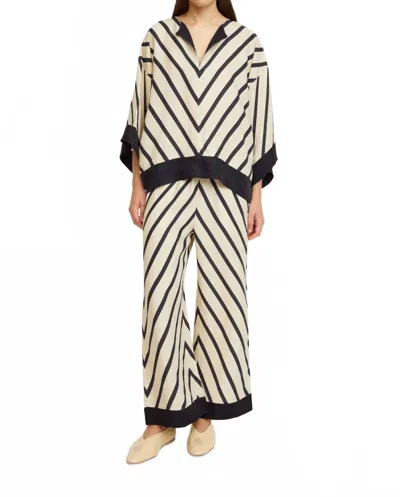 By Malene Birger Mirabello Wide Leg Trousers In Oyster/black In White