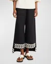 By Malene Birger Mirabellos Embroidered Linen Step Pants In Black