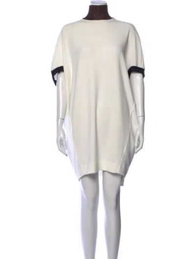 Pre-owned By Malene Birger Mock Neck Knee-length Dress In White