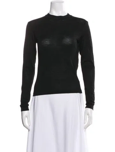Pre-owned By Malene Birger Mock Neck Long Sleeve Top In Green