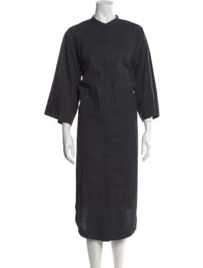 Pre-owned By Malene Birger Mock Neck Midi Length Dress In Gray