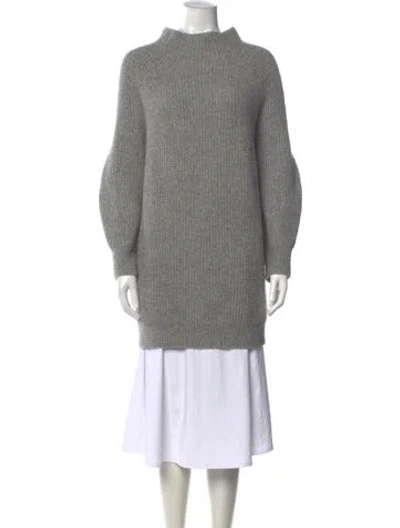 Pre-owned By Malene Birger Mock Neck Midi Length Dress In Grey