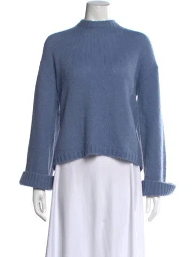 Pre-owned By Malene Birger Mock Neck Sweater In Blue
