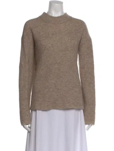 Pre-owned By Malene Birger Mohair Mock Neck Sweater In Neutral