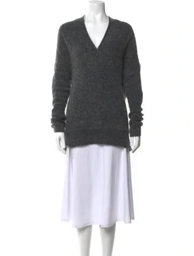 Pre-owned By Malene Birger Mohair V-neck Sweater In Grey
