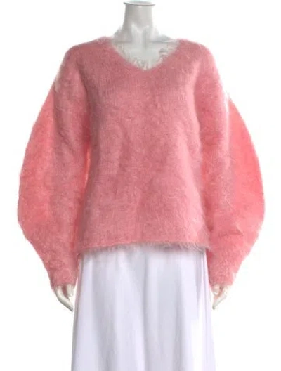 Pre-owned By Malene Birger Mohair V-neck Sweater In Pink