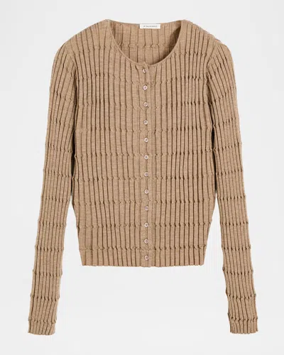 By Malene Birger Mon Twisted Rib Knit Cardigan In Gold