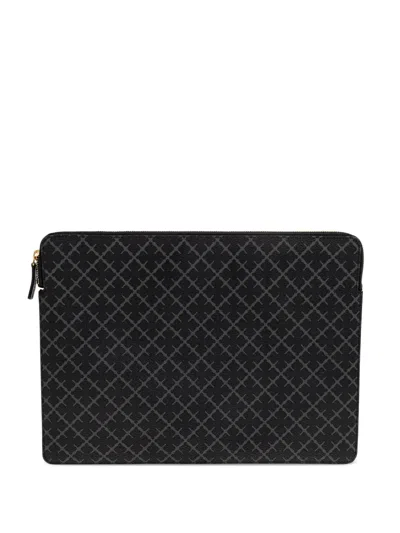 By Malene Birger Monogram-pattern Zip Laptop Bag In Black