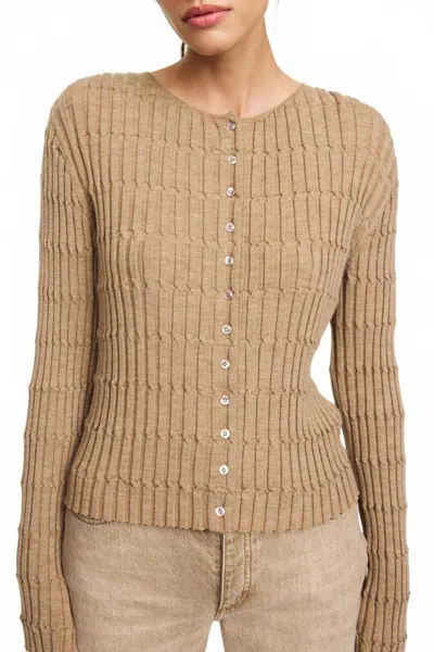 By Malene Birger Mont Crewneck Cardigan In Medium Beige Melange In Brown