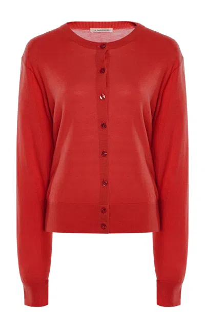 By Malene Birger Montie Knit Tencel-wool Cardigan In Red