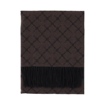 By Malene Birger Multi-brown Geometric Wool-blend Scarf In Black