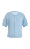 By Malene Birger Myrtilla Short-sleeve Wool-blend Cardigan In Blue