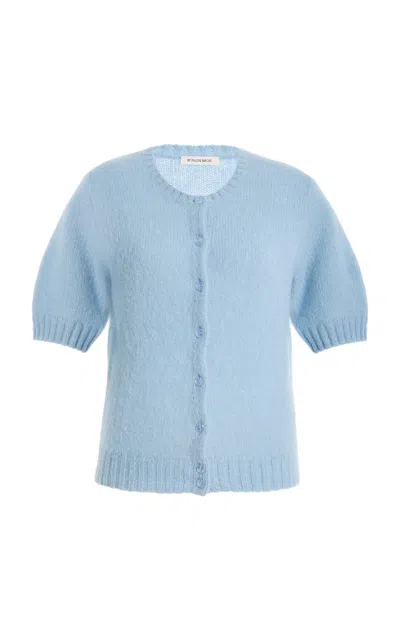 By Malene Birger Myrtilla Short-sleeve Wool-blend Cardigan In Blue