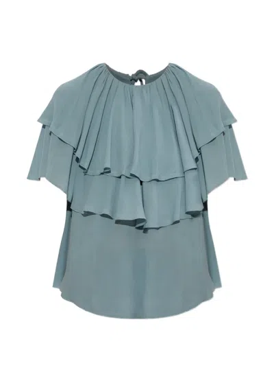 By Malene Birger Nina Ruffled Blouse In Blue