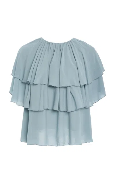 By Malene Birger Nina Tiered-ruffle Top In Blue