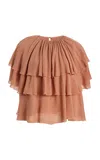 By Malene Birger Nina Tiered-ruffle Top In Pink