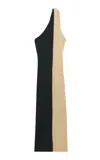 By Malene Birger Noto Asymmetric Ribbed-knit Maxi Dress In Multi