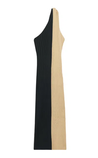 By Malene Birger Noto Asymmetric Ribbed-knit Maxi Dress In Multi