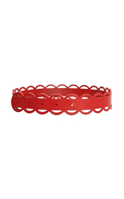 By Malene Birger Nurra Cutout Leather Belt In Red