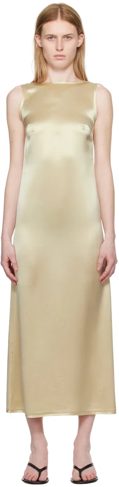By Malene Birger Off-white Audette Maxi Dress In 1ct Oyster Gray