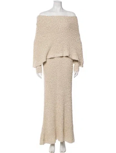 Pre-owned By Malene Birger Off-the-shoulder Long Dress In Neutral