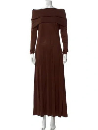 Pre-owned By Malene Birger Off-the-shoulder Long Dress W/ Tags In Brown