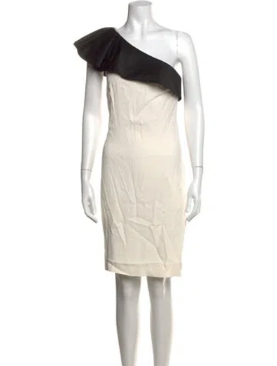 Pre-owned By Malene Birger One-shoulder Knee-length Dress In Neutrals