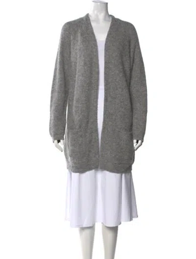 Pre-owned By Malene Birger Open Front Sweater In Gray