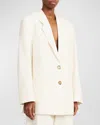 By Malene Birger Ophie Single-breasted Seersucker Blazer In Soft White