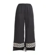By Malene Birger Mirabellos Embroidered Linen Step Pants In Black