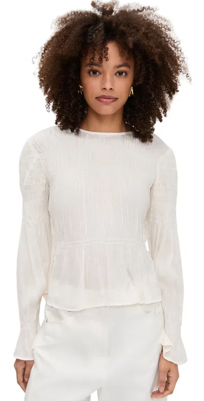 By Malene Birger Ovas Smocked Satin Top In White
